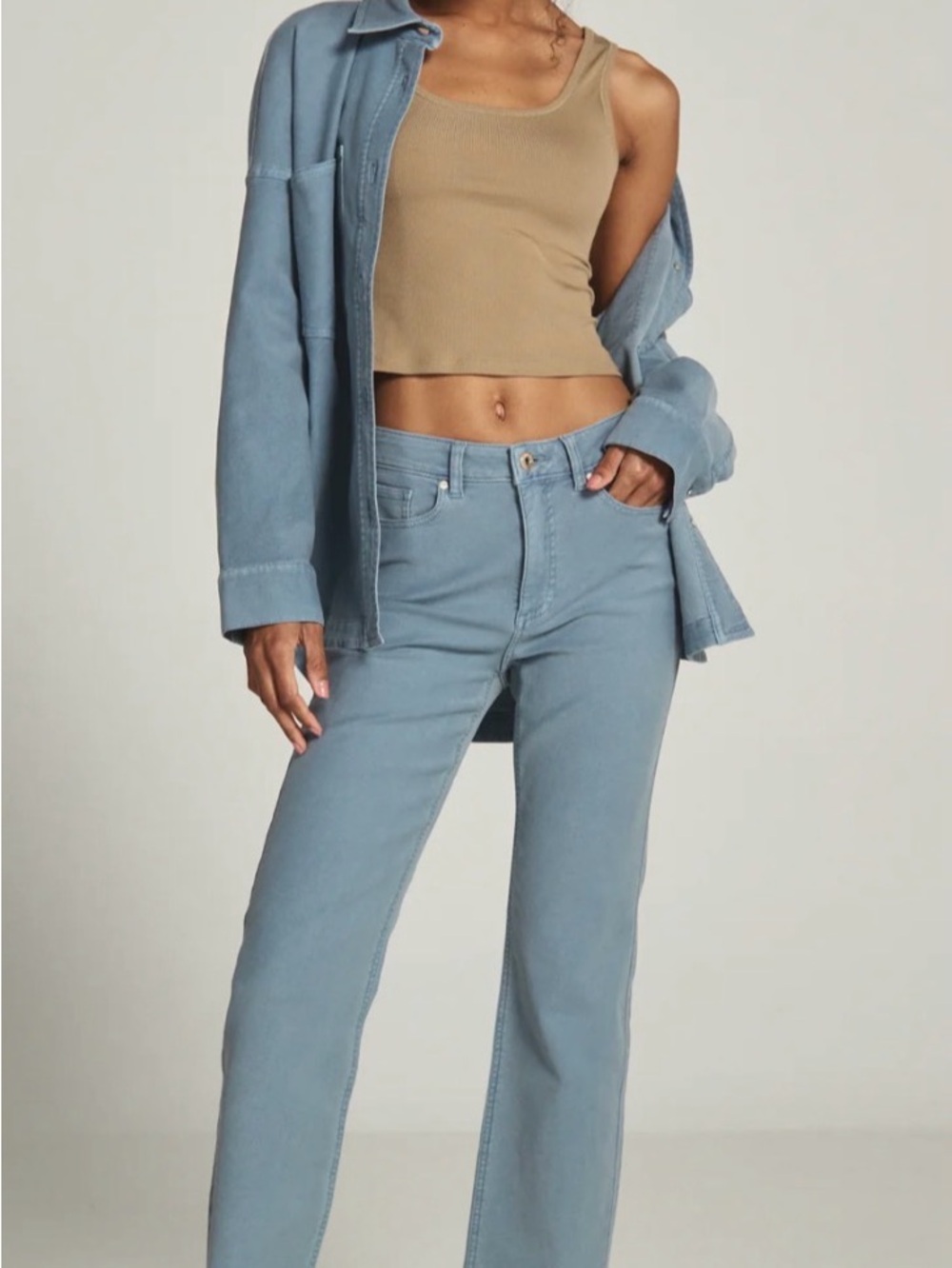 7 Diamonds Wide-Leg Jeans in Dusty Blue